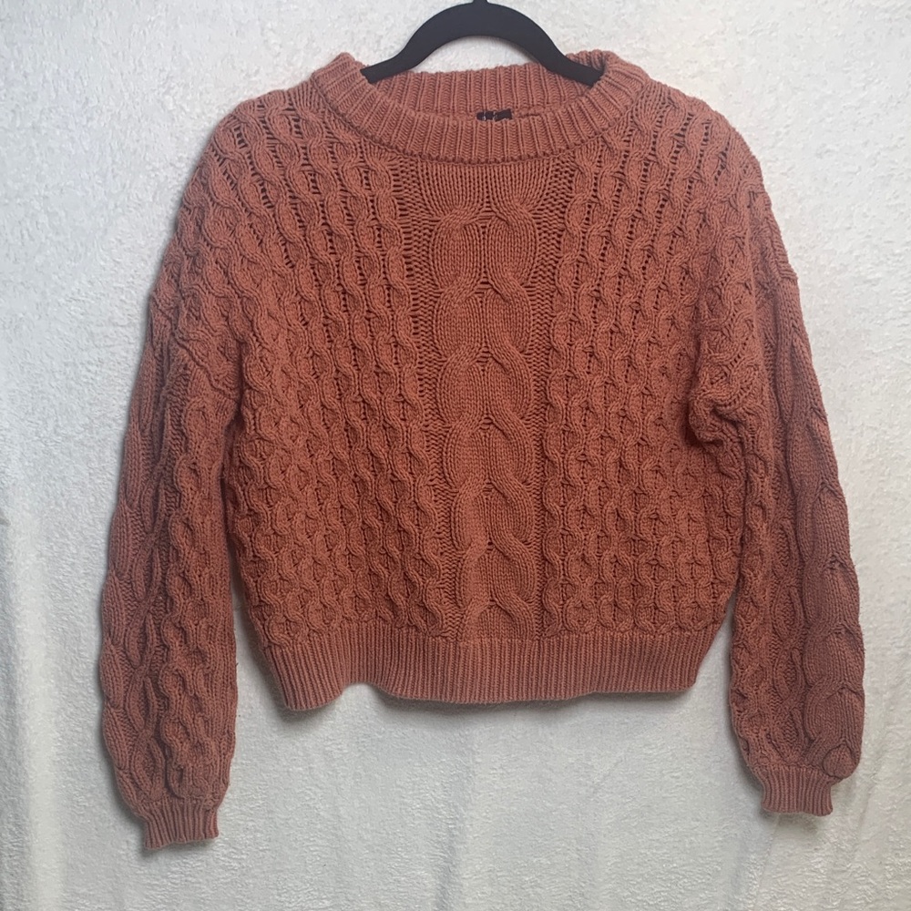 moon & madison Cable Knit Crewneck Sweater in Terracotta Women’s Sz S